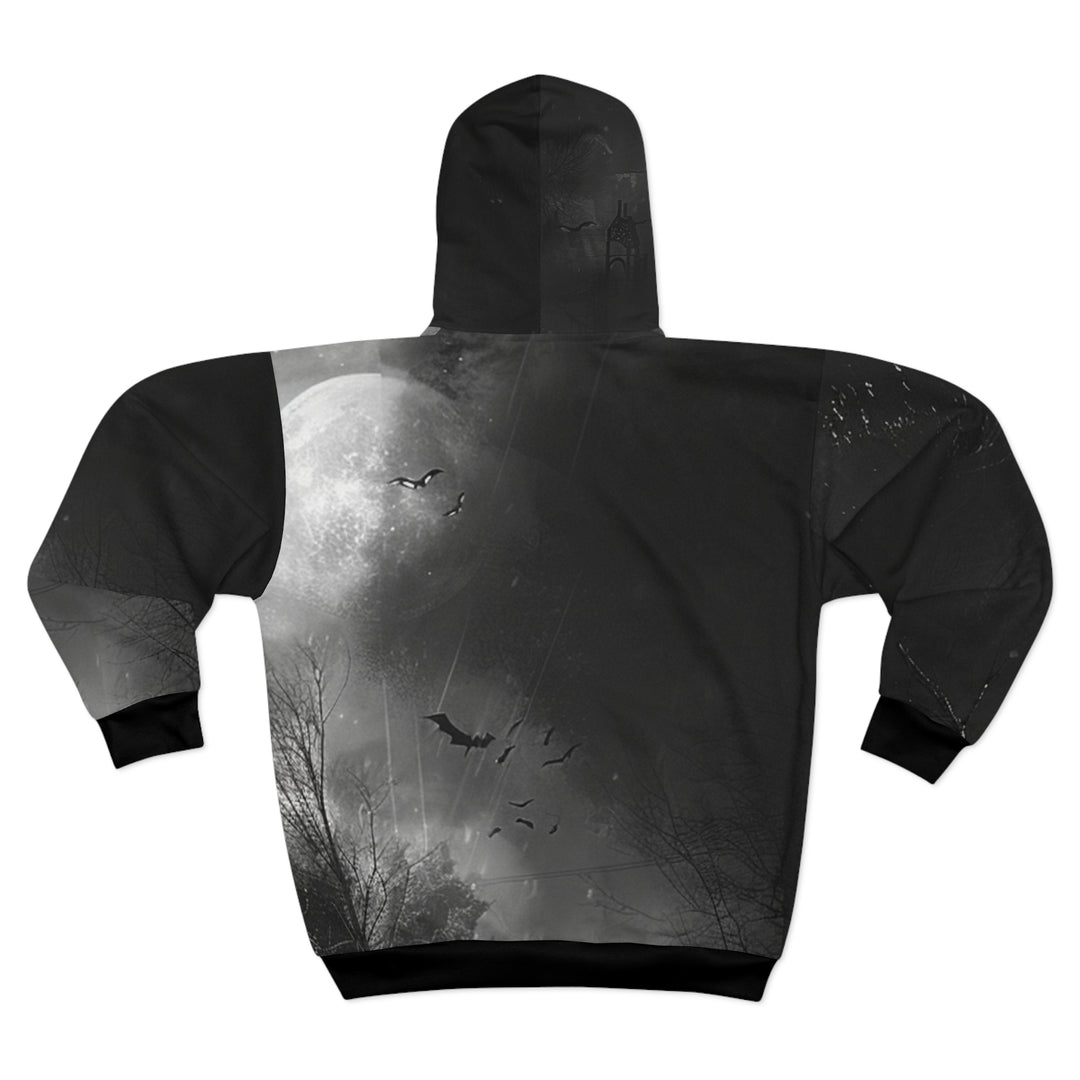 Haunted Castle Unisex Zip Hoodie (Black)