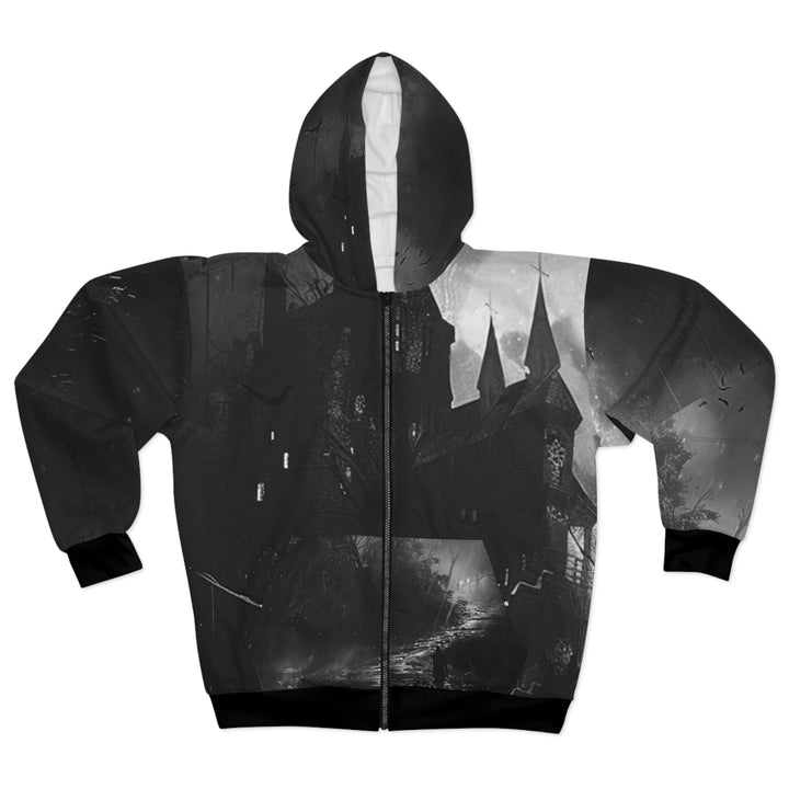 Haunted Castle Unisex Zip Hoodie (Black)