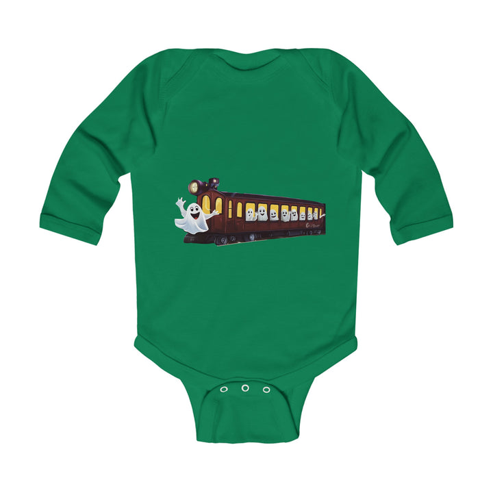 "Next Stop: Spookville Baby Onesie - Tiny Terror Halloween Collection | Soft & Cute Ghost Train Onesie for Babies"