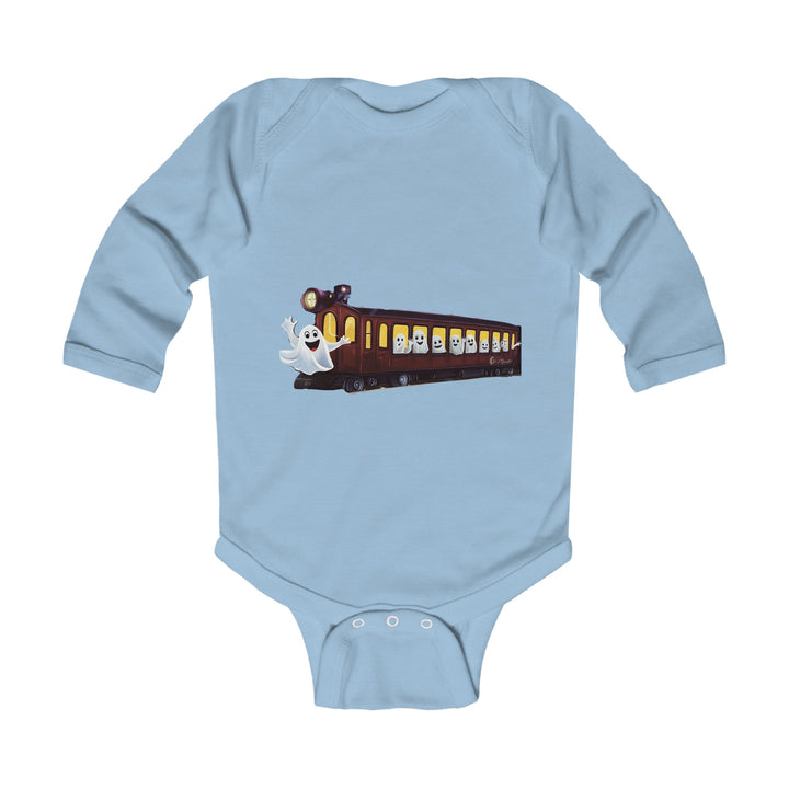 "Next Stop: Spookville Baby Onesie - Tiny Terror Halloween Collection | Soft & Cute Ghost Train Onesie for Babies"