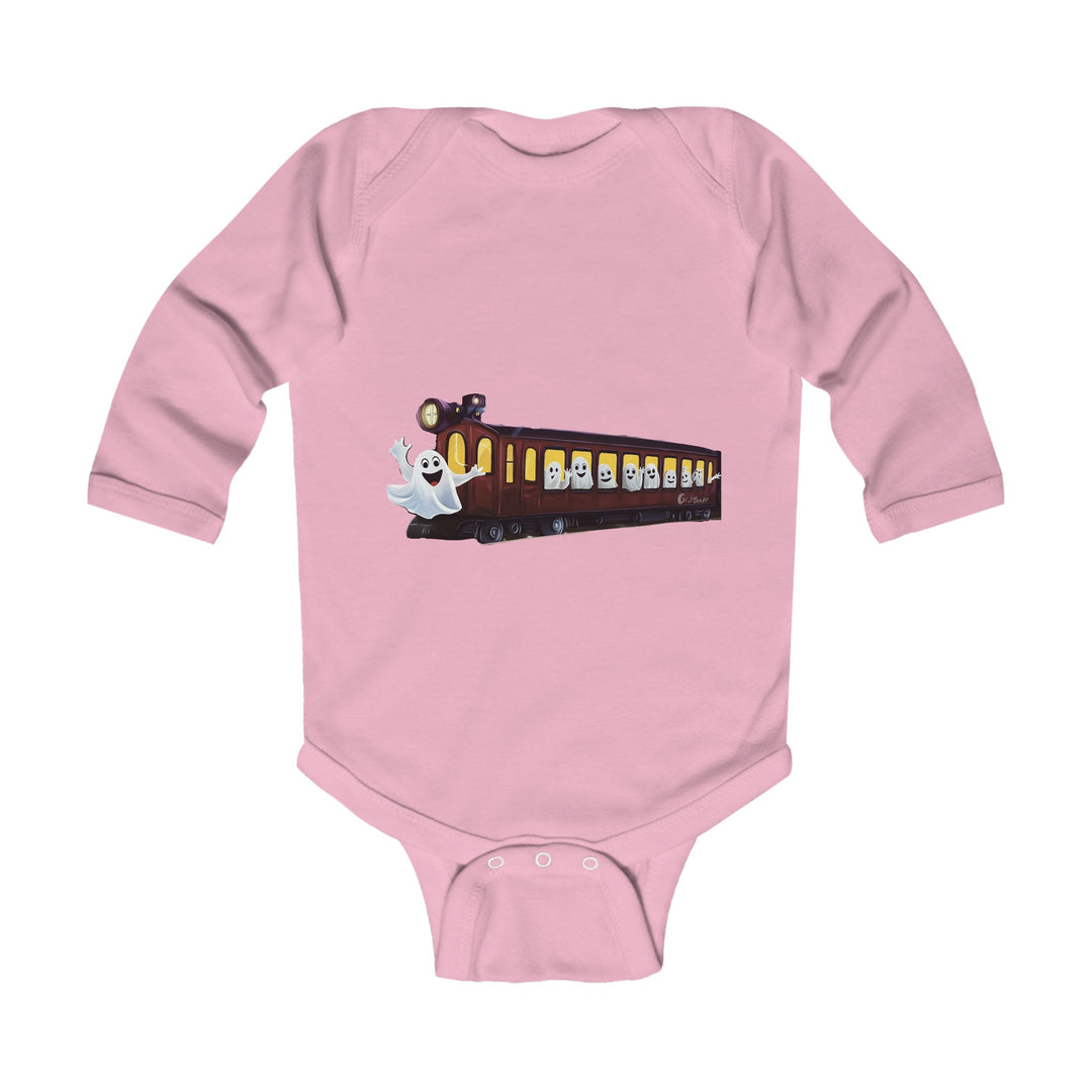 "Next Stop: Spookville Baby Onesie - Tiny Terror Halloween Collection | Soft & Cute Ghost Train Onesie for Babies"