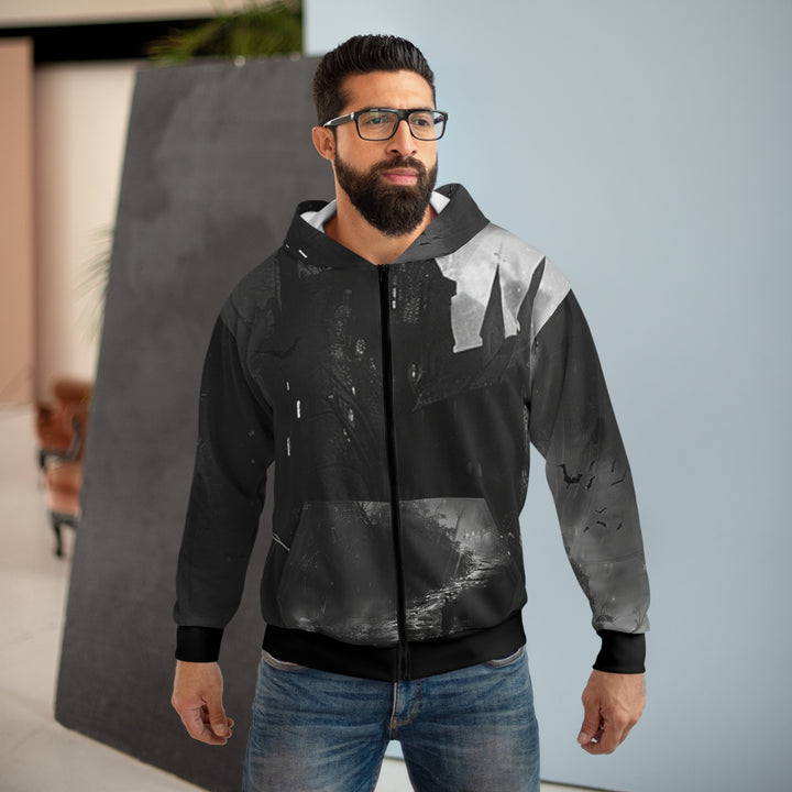 Haunted Castle Unisex Zip Hoodie (Black)