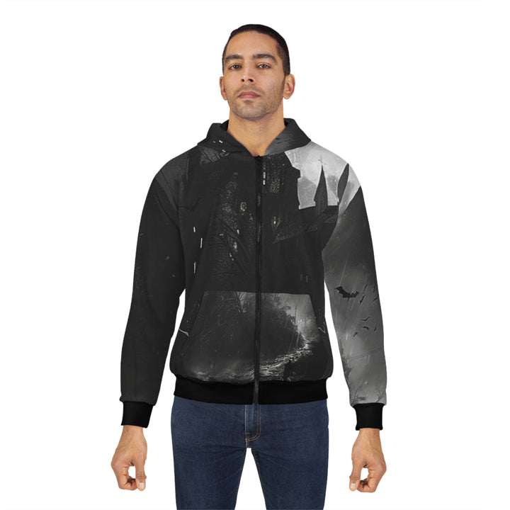 Haunted Castle Unisex Zip Hoodie (Black)