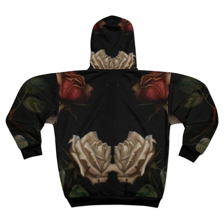 Skull and Roses Unisex Zip Up Hoodie (Black)