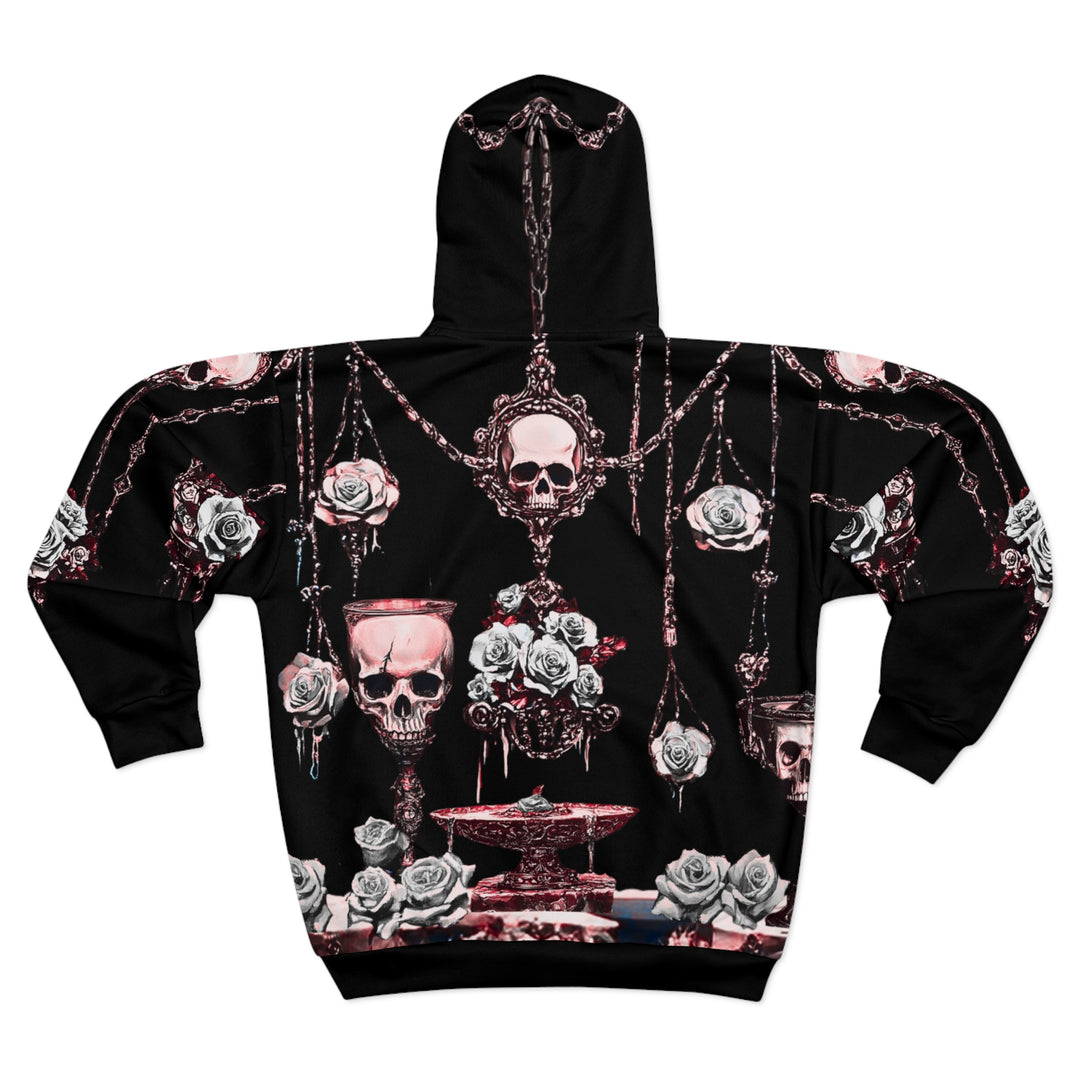 Mortality Embraced Macabre Grace Unisex Zip Hoodie (Black)