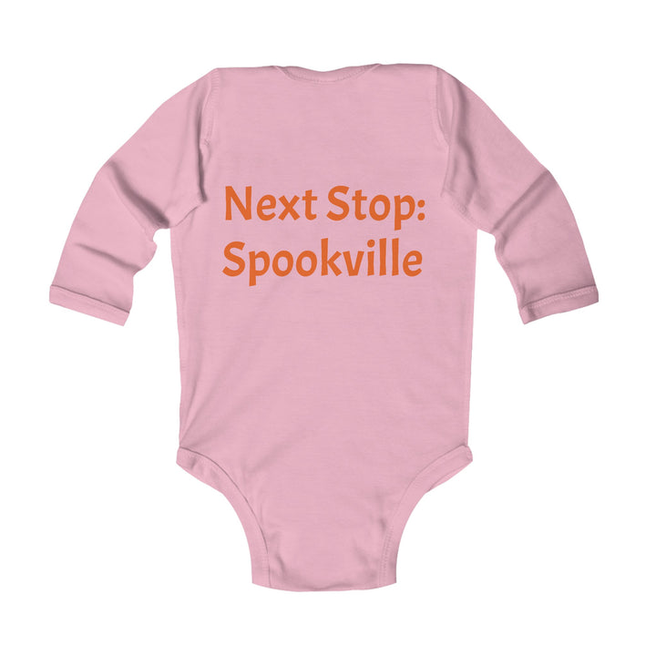 "Next Stop: Spookville Baby Onesie - Tiny Terror Halloween Collection | Soft & Cute Ghost Train Onesie for Babies"