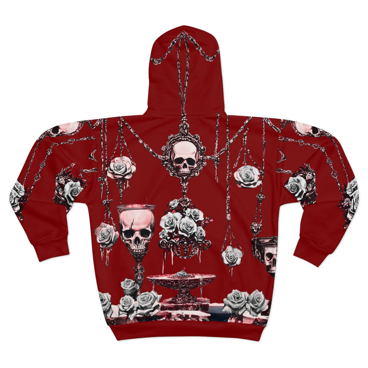 Mortality Embraced Macabre Grace Unisex Zip Hoodie (Red)