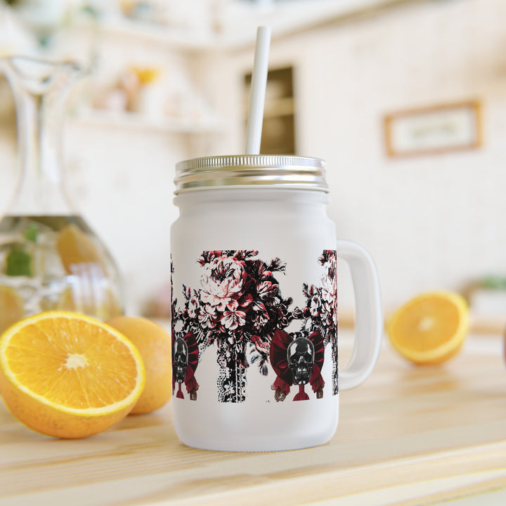 Skull and Lace Mason Jar