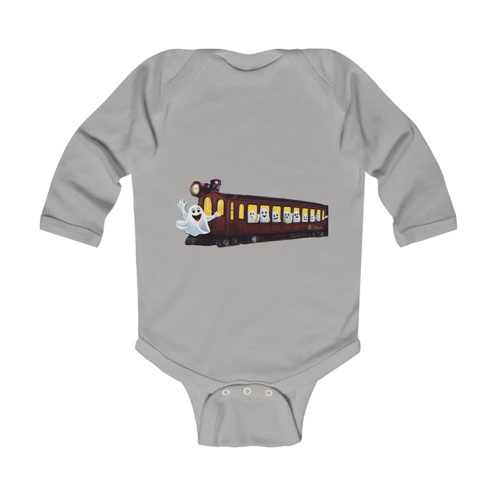 "Next Stop: Spookville Baby Onesie - Tiny Terror Halloween Collection | Soft & Cute Ghost Train Onesie for Babies"