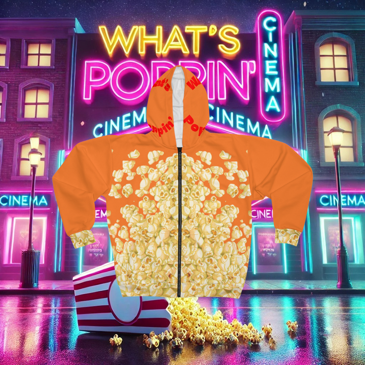 What's Poppin' Unisex Zip Hoodie V.3 (Light Orange)
