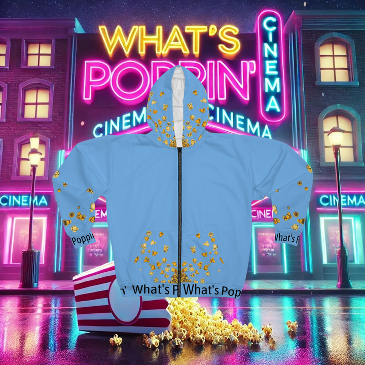 What's Poppin' Unisex Zip Hoodie V.1 (Light Blue)