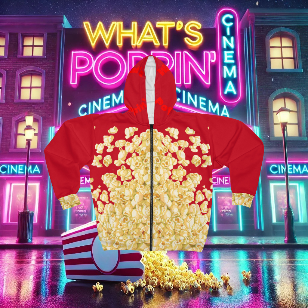 What's Poppin' Unisex Zip Hoodie V.3 (Dark Red)