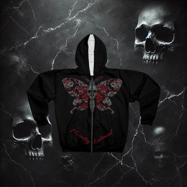 Mortality Embraced Wings of Fate Unisex Zip Hoodie
