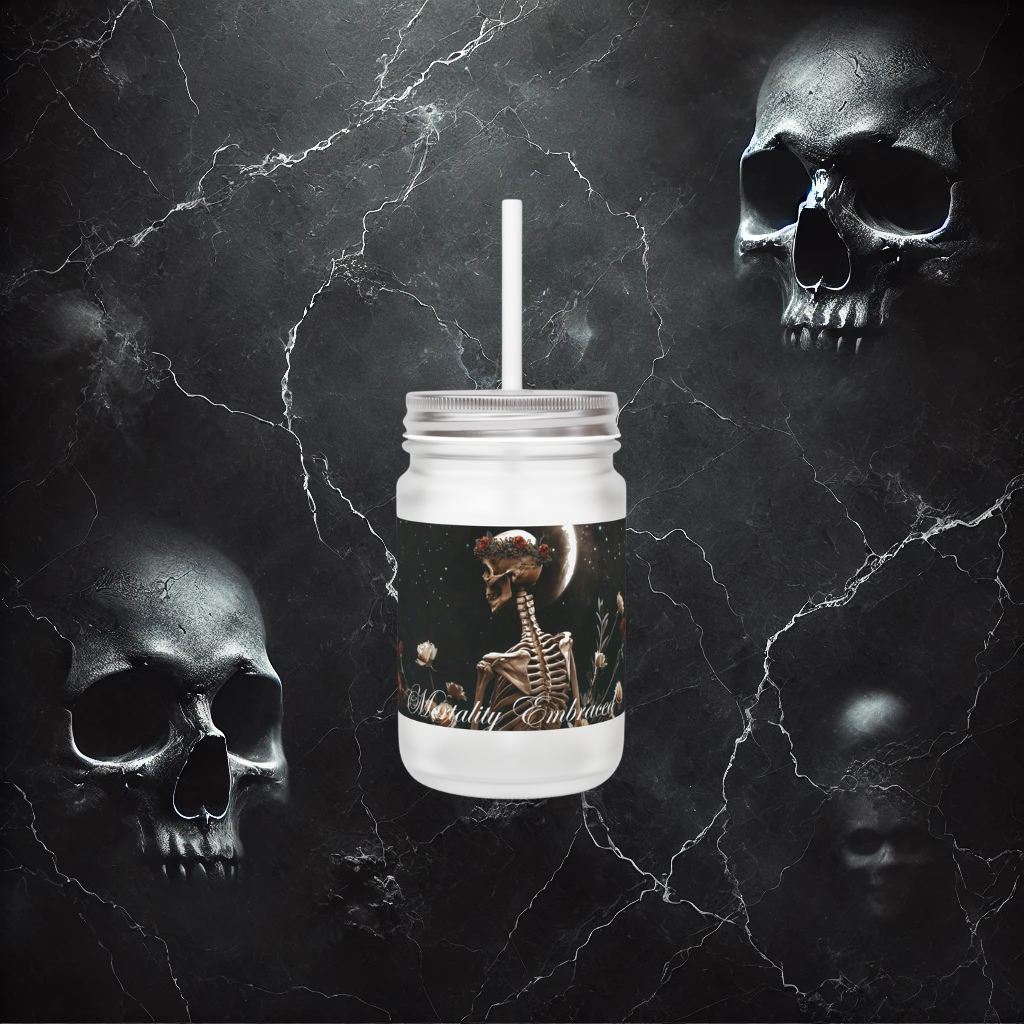Mortality Embraced Moonlight Skeleton Mason Jar