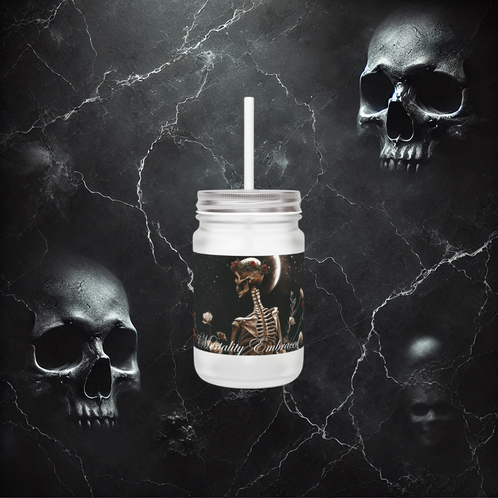 Mortality Embraced Moonlight Skeleton Mason Jar