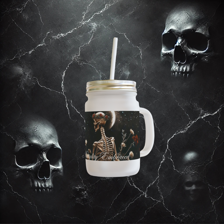Mortality Embraced Moonlight Skeleton Mason Jar
