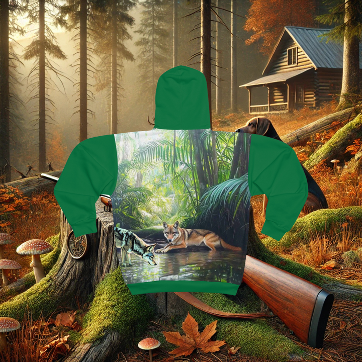 Hunters Haven Wolf Unisex Zip Hoodie (Dark Green)