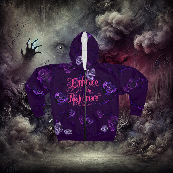 Embrace the Nightmare Fairytale of Fear Unicorn and Fairy Unisex Zip Hoodie