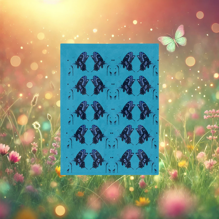 Blue Butterfly Velveteen Microfiber Blanket