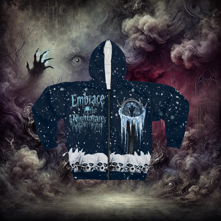 Embrace the Nightmare Reign of the Ice Queen Unisex Zip Hoodie