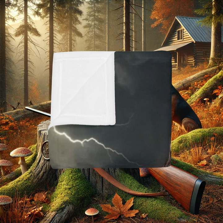 Hunters Haven Lightning Wolf Plush Fleece Blanket