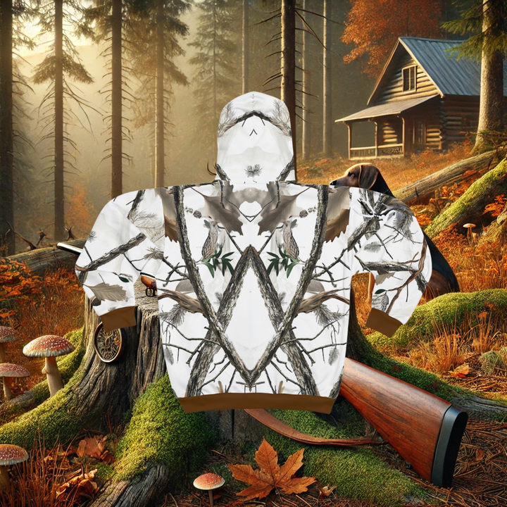 Hunters Haven Elk Snow Camo Unisex Zip Hoodie