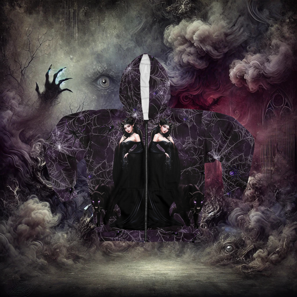 Embrace the Nightmare Queen of Shadows Unisex Zip Hoodie