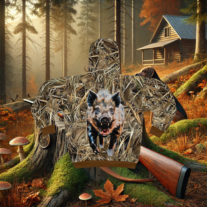 Hunters Haven Brush Camo Wild Boar Unisex Zip Hoodie