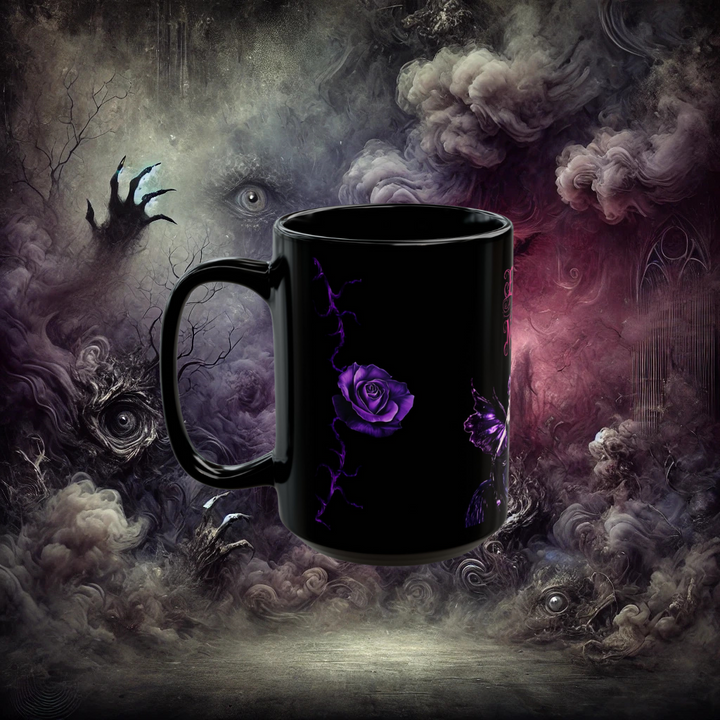 Embrace the Nightmare Fairytale of Fear Unicorn and Fairy Black Mug