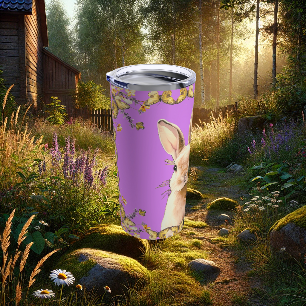 Cozy Cottage Bunny Tumbler 20oz (Light Purple)