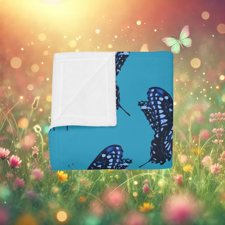 Blue Butterfly Plush Fleece Blanket
