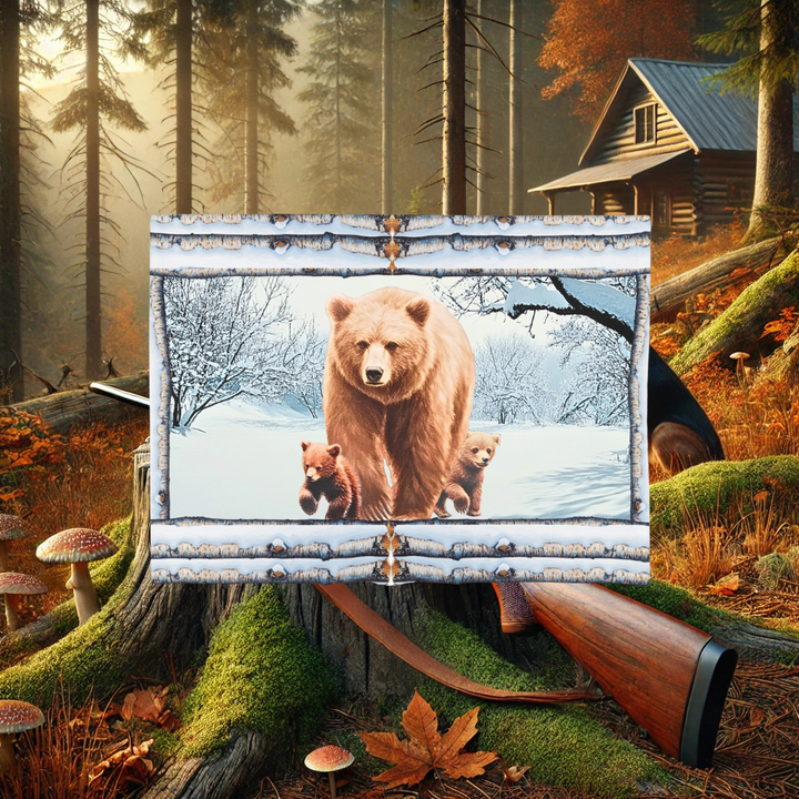 Hunters Haven Bear and Babies Plush Fleece Blanket