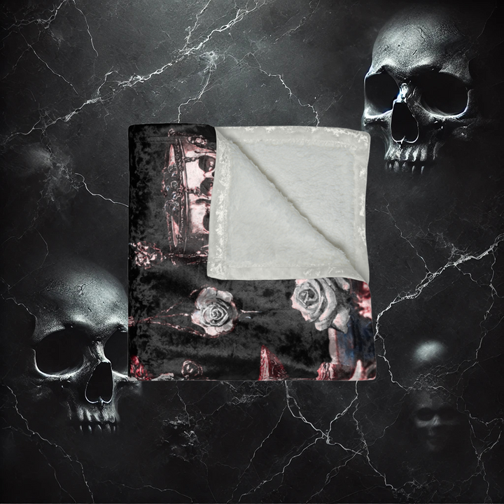 Mortality Embraced Macabre Grace Crushed Velvet Blanket (Black)