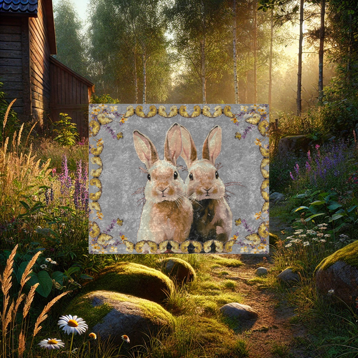 Cozy Cottage Bunny Crushed Velvet Blanket (Grey)