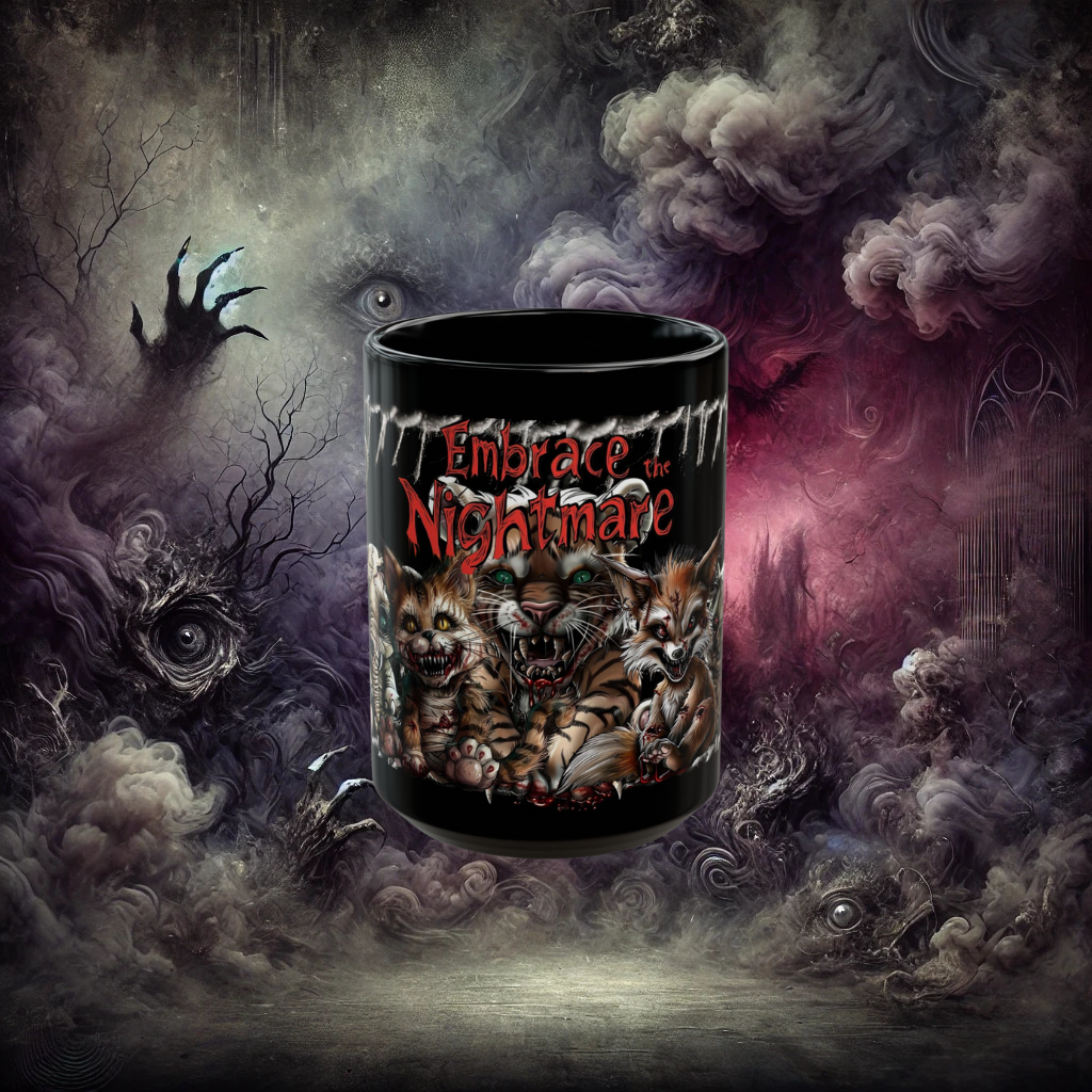 Embrace the Nightmare Killer Toys Black Mug (11oz, 15oz)