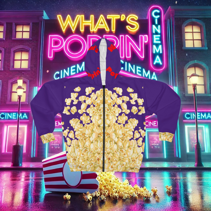 What's Poppin' Unisex Zip Up Hoodie V.3 (Bright Purple)