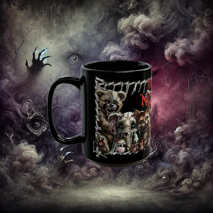 Embrace the Nightmare Killer Toys Black Mug (11oz, 15oz)