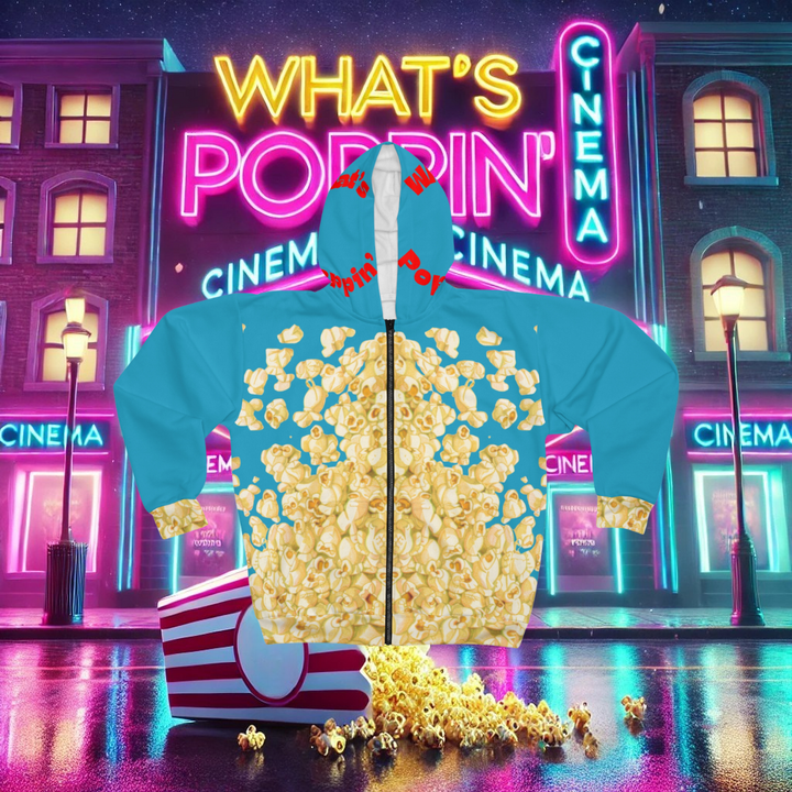What's Poppin' Unisex Zip Up Hoodie V.3 (Bright Blue)