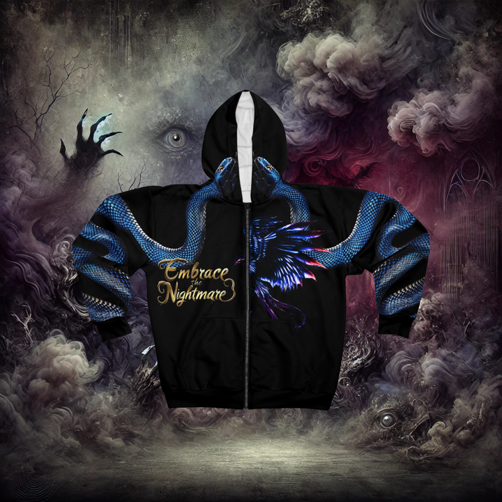 Embrace the Nightmare Fairytale of Fear Serpent Queen and Phoenix Unisex Zip Hoodie