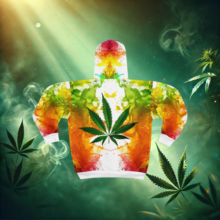 Rainbows and Weed Unisex Zip Hoodie (White)