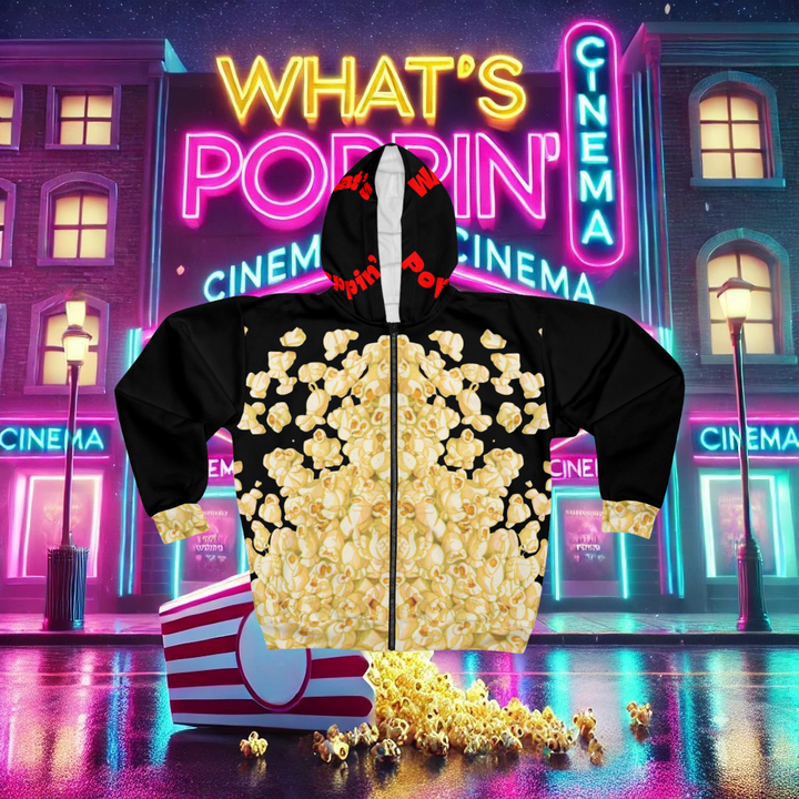What's Poppin' Unisex Zip Up Hoodie V.3 (Black)