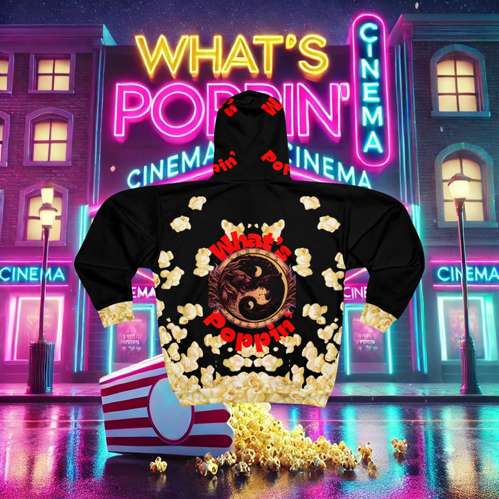 What's Poppin' Unisex Zip Up Hoodie V.3 (Black)