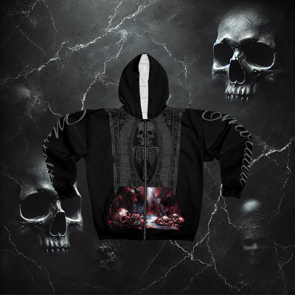 Mortality Embraced Veil of the Forgotten Unisex Zip Hoodie