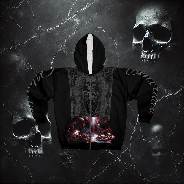 Mortality Embraced Veil of the Forgotten Unisex Zip Hoodie