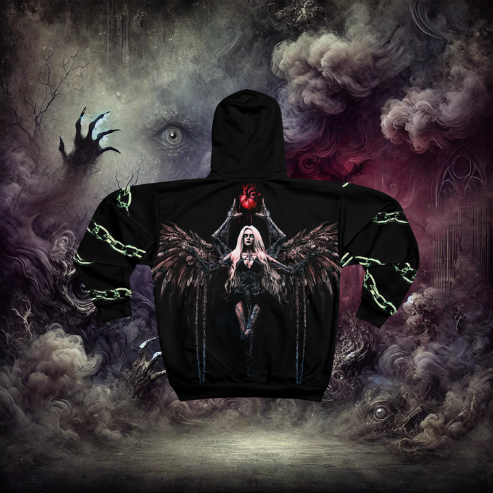 Embrace the Nightmare Angel of the Abyss Unisex Zip Hoodie
