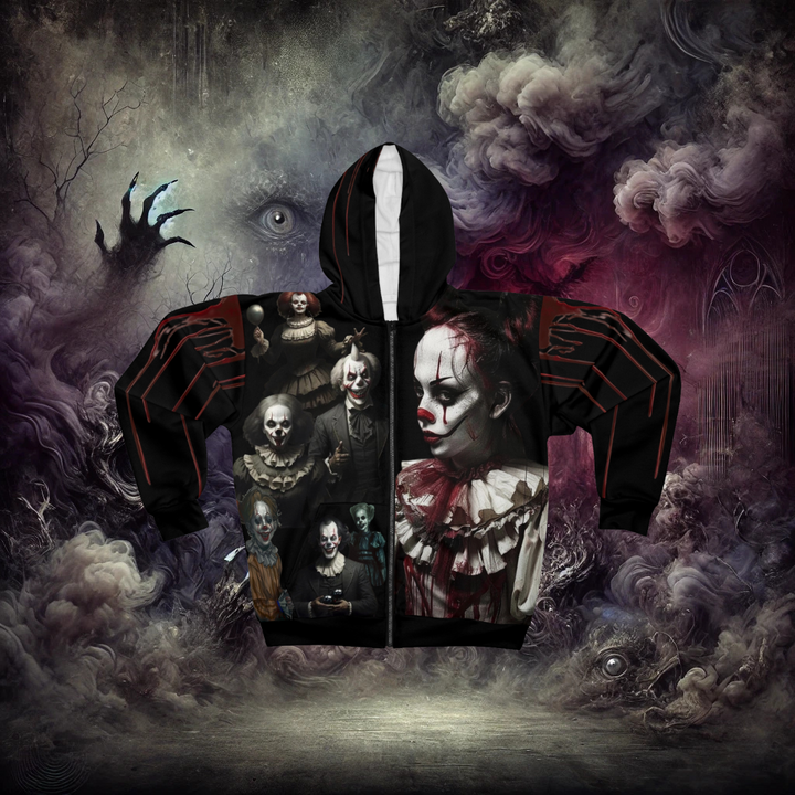 Embrace the Night Chaotic Clowns Unisex Zip Hoodie